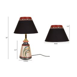 AAKRITI ART CREATIONS Black Printed Table Lamp with Shade image 5