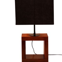 Devansh Black Square Shade Wood Table Lamp image 5