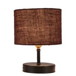 Devansh Brown & Black Iron Table Lamp with Jute Shade image 4