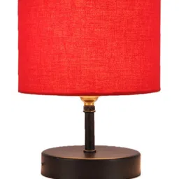 Devansh Red Iron Table Lamp with Cotton Shade image 3