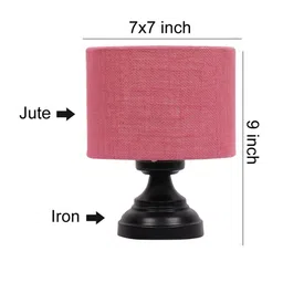 Devansh Pink Jute Cylinder Shade Table Lamp image 4