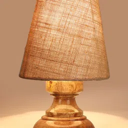 Devansh Beige Wooden Frustum Table Lamp image 2