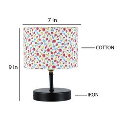 Devansh Multi Floral Printed Iron Table Lamp with Cotton Shade image 3