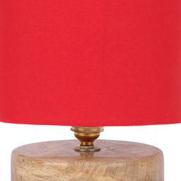 Devansh Red Cotton Shade Table Lamp with Wood Base image 5