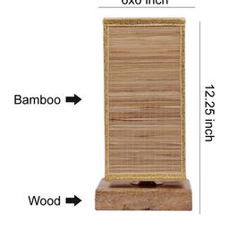 Devansh Beige Square Bamboo Shade With Square Wood Base Table Lamp image 2