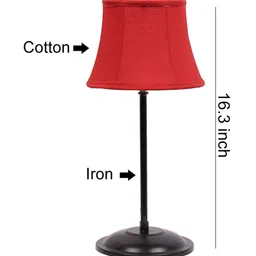 Devansh Red Cotton Shade Lamp With Base Table Lamp image 3
