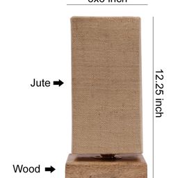 Devansh Beige Jute  Shade with Square Wood Base Table Lamp image 4
