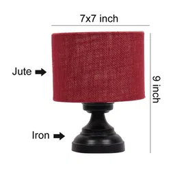 Devansh Maroon & Black Solid Jute Shade Table Lamp image 3