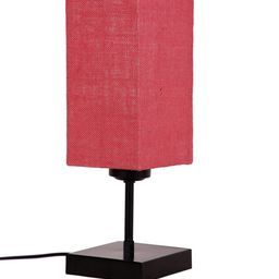 Devansh Square Pink Jute Shade Table Lamp with Iron Base image 2