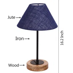 Devansh Blue Jute Shade Table Lamp with Wood Base image 5