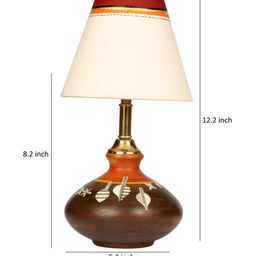 AAKRITI ART CREATIONS Brown & White Table Lamp with Shade image 5