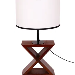 Devansh White & Black Solid Traditional Table Lamp with Shade image 4