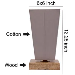 Devansh Grey Cotton Shade With Square Wood Base Table Lamp image 2