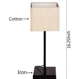 Devansh Off White Square Cotton Shade Table Lamp with Iron Base image 5