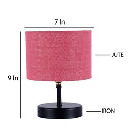 Devansh Pink & Black Iron Table Lamp with Jute Shade image 5