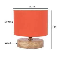 Devansh Orange Cotton Shade Table Lamp with Wood Base image 5