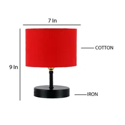Devansh Red Iron Table Lamp with Cotton Shade image 5
