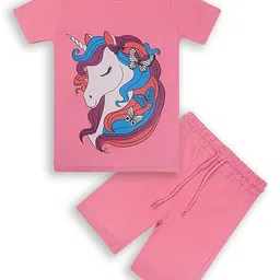 BAESD Kids Unicorn Printed Pure Cotton Short Sleeves Breathable Night Suit-10