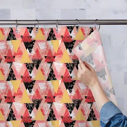ArtzFolio Pink & Yellow Printed Waterproof Shower Curtains-17