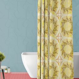 ArtzFolio Yellow & Grey Printed Waterproof Shower Curtains-image-43