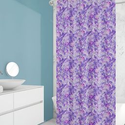 ArtzFolio White & Purple  Printed Waterproof Shower Curtains-image-60