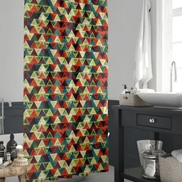 ArtzFolio Yellow-Red & Blue Printed Waterproof Shower Curtains-15