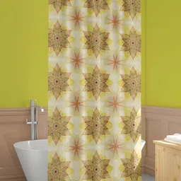 ArtzFolio Yellow & White Printed Waterproof Shower Curtains-image-95