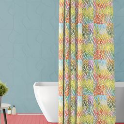 ArtzFolio Yellow & Orange Printed Waterproof Shower Curtains-2