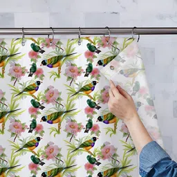 ArtzFolio Green & Pink Printed Waterproof Shower Curtains-11