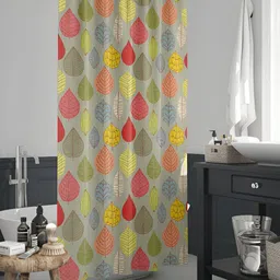 ArtzFolio Taupe & Red Printed Waterproof Shower Curtain-image-56