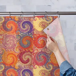 ArtzFolio Beige & Red Printed Waterproof Shower Curtains-image-101