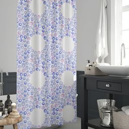 ArtzFolio White & Blue Geometric Printed Waterproof Shower Curtain-image-19