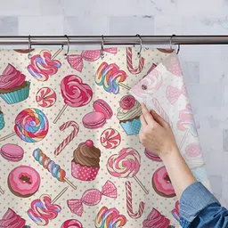 ArtzFolio Pink & White Printed Waterproof Shower Curtains-image-70