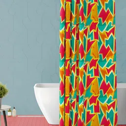 ArtzFolio Turquoise Blue & Pink Printed Waterproof Shower Curtains-image-32