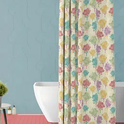 ArtzFolio Yellow-Blue & Green Printed Waterproof Shower Curtains-6