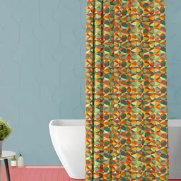 ArtzFolio Yellow-Orange & Blue Printed Waterproof Shower Curtains-image-41