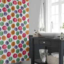 ArtzFolio White & Green Printed Waterproof Shower Curtain-image-75