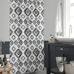 ArtzFolio White & Black Printed Waterproof Shower Curtain-15