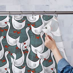 ArtzFolio White  & Rust Printed Waterproof Shower Curtains-picture-8