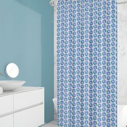 ArtzFolio Blue & White Printed Waterproof Shower Curtains-23