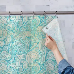 ArtzFolio Blue & Beige Printed Waterproof Shower Curtains-image-76