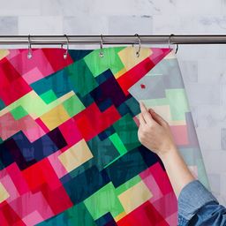 ArtzFolio Pink & Green Printed Waterproof Shower Curtains-image-65
