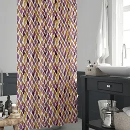 ArtzFolio Mustard Yellow & Burgundy Printed Waterproof Shower Curtains-image-30