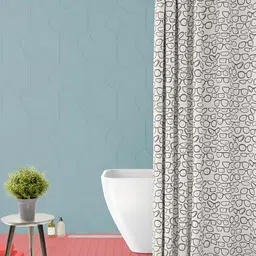 ArtzFolio Grey & White Printed Waterproof Shower Curtains-32