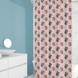 ArtzFolio Pink & Grey Printed Waterproof Shower Curtains-image-92