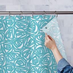 ArtzFolio White & Blue Printed Waterproof Shower Curtains-image-56