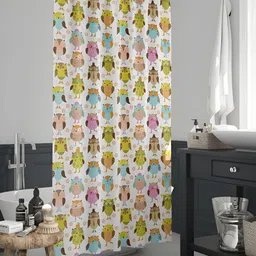 ArtzFolio White & Green Owl Printed Waterproof Shower Curtains-image-56