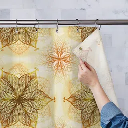 ArtzFolio Yellow-Brown & Orange Printed Waterproof Shower Curtains-31