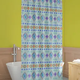 ArtzFolio Turquoise-colored & Blue Printed Waterproof Shower Curtain-2