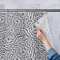ArtzFolio Grey & White Printed Waterproof Shower Curtains-22